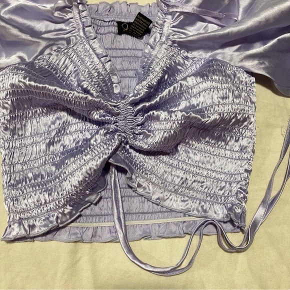 Japna Purple Puff Sleeve Smocked Blouse - Picture 9 of 9
